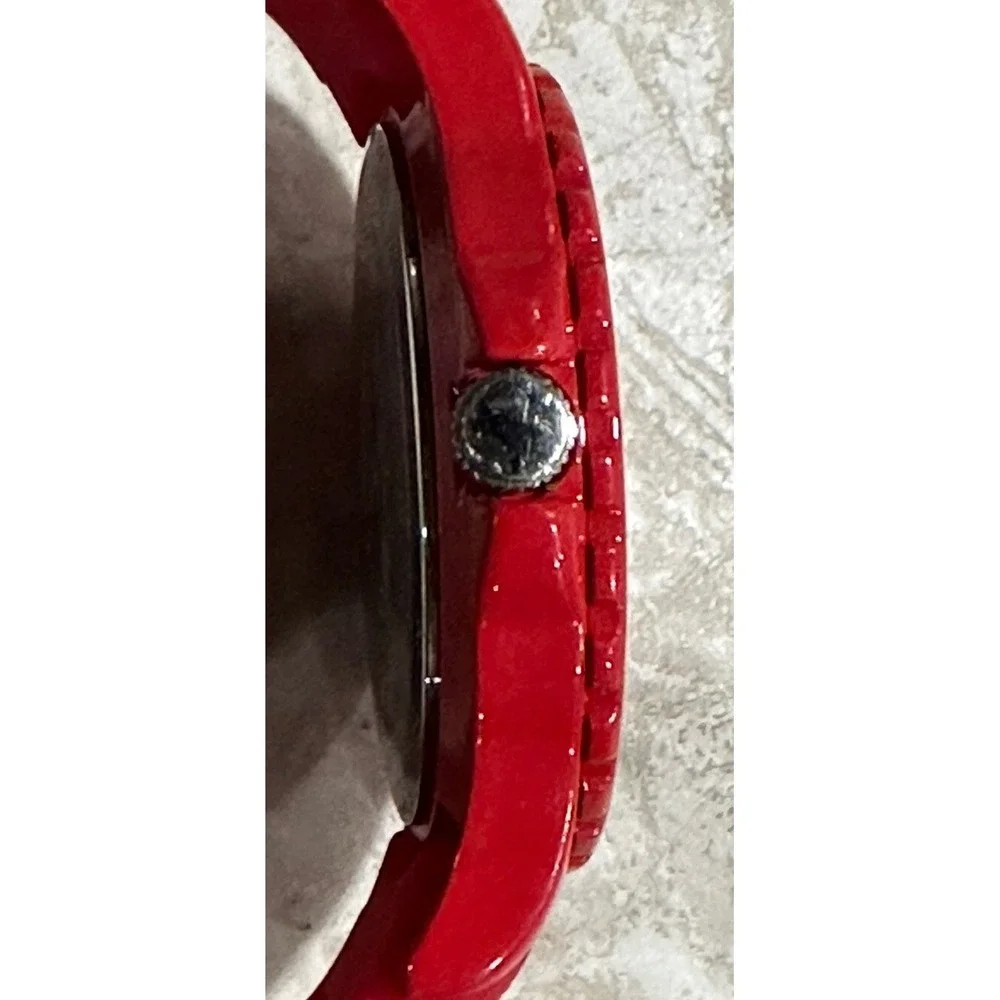 Anne‎ Klein Watch ak/3241 New Battery Red Band Rubber 37MM X